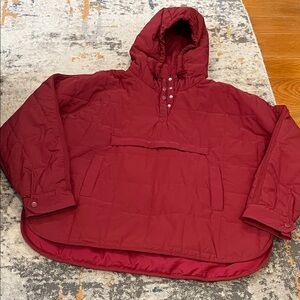 Red Hooded Pullover Jacket